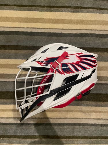 Team Carolina Used White Cascade S Lacrosse Helmet