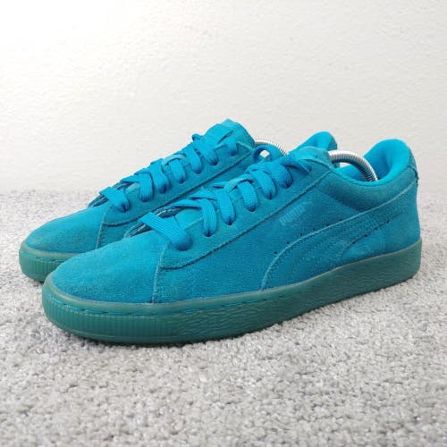 Puma Classic Suede Girls 7Y Shoes Low Top Sneakers Turquoise Blue