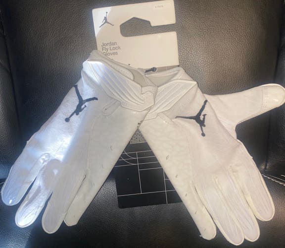 Nike Air Jordan Fly Lock Football Gloves, white, Adult Large