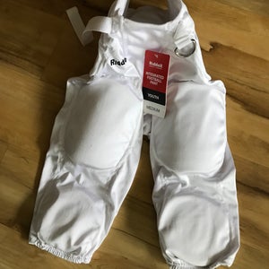 White New Medium Youth Riddell Game Pants