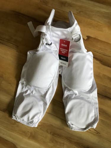 White New Medium Youth Riddell Game Pants