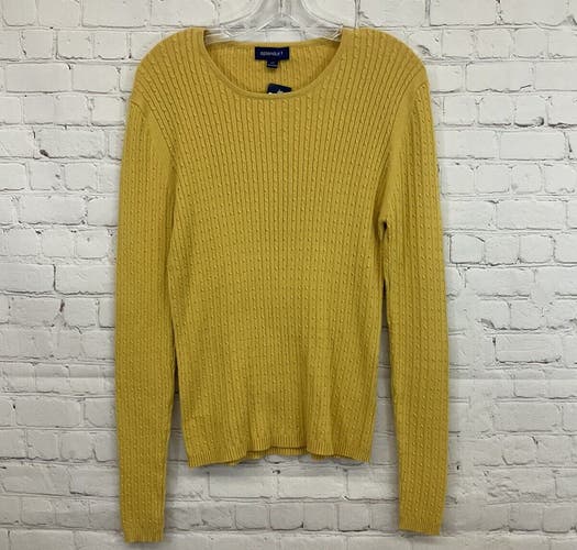 Splendor Adult Womens Large Yellow Round Neck Cable Knit Sweater NWT