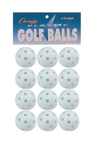 Champion Sports Dozen (12) Plastic Golf Balls / Baseball Training - Retail Pack