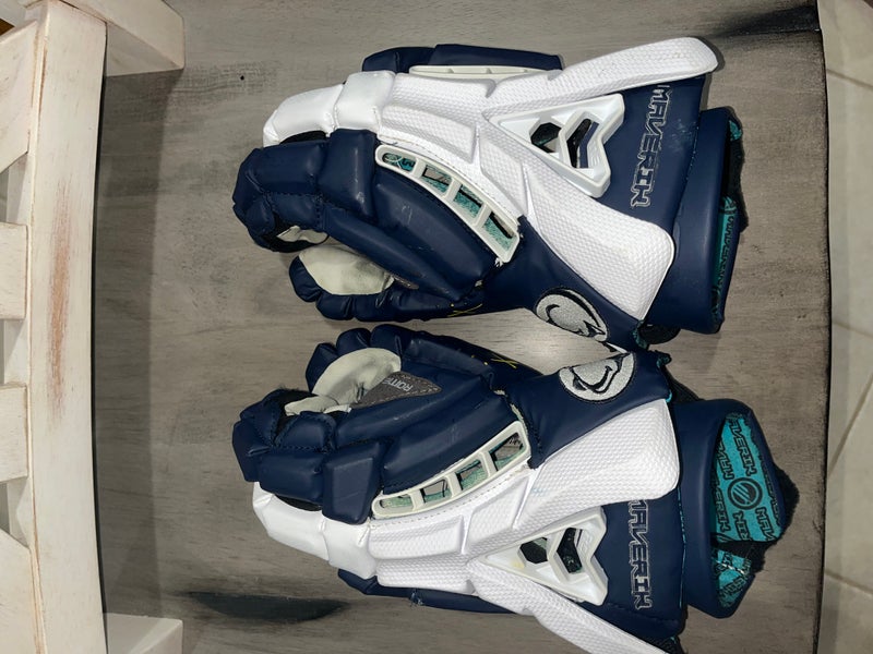 Penn State Lacrosse: Used Maverik Rome Lacrosse Gloves ( Navy And White ) Size 13 - #13