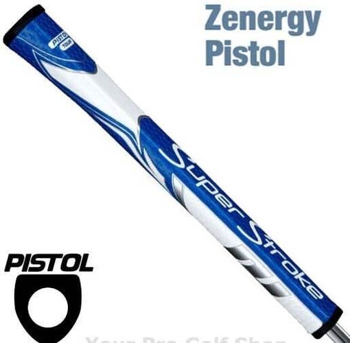 Super Stroke Zenergy Pistol Tour Blue/White Putter Grip New #99999