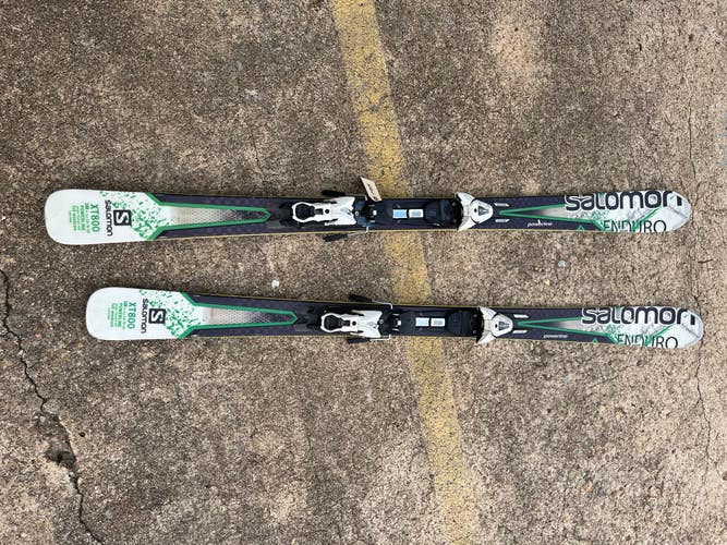 Used 2014 Salomon Enduro XT800 Powerline Skis, Z12 Bindings Size 168 & 42" Salomon Ski Poles