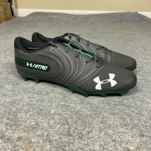 Under Armour Mens Football Cleat 15 Black Green Shoe Lacrosse Nitro Low Sport H