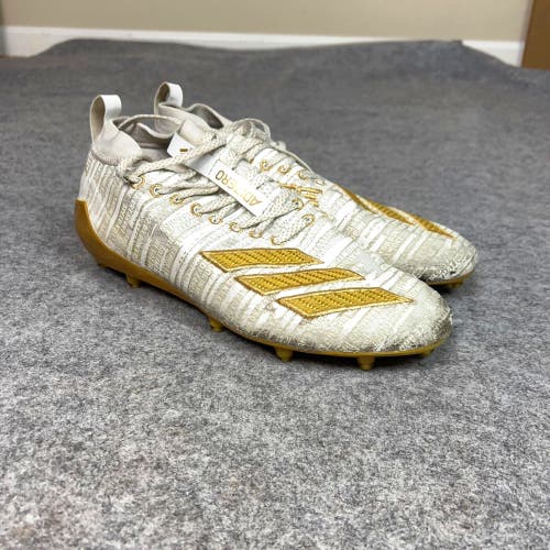 Adidas Mens Football Cleat 10 White Gold Lacrosse Adizero 8.0 Low Sports Pair