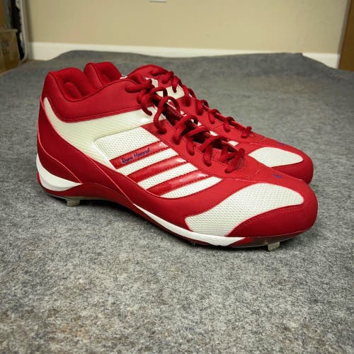 Adidas Mens Baseball Cleat 15 Red White AST Ryan Howard Mid Metal Softball D3