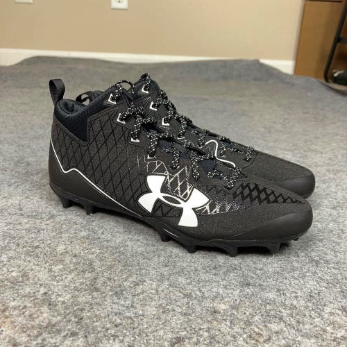 Under Armour Mens Football Cleat 12 Black White Lacrosse Nitro Select Mid M2