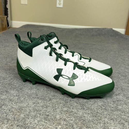 Under Armour Mens Football Cleat 13.5 White Green Lacrosse Nitro Select Mid S2