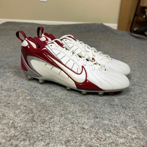 Nike Mens Football Cleats 15 White Red Shoe Lacrosse Super Speed D Sports Pair