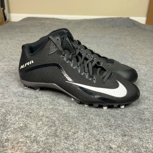 Nike Mens Football Cleats 15 Black White Shoe Lacrosse Alpha Menace Pro 2 3/4 TD