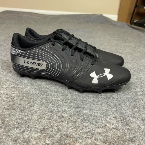 Under Armour Mens Football Cleat 14 Black White Shoe Lacrosse Nitro Low Sport H