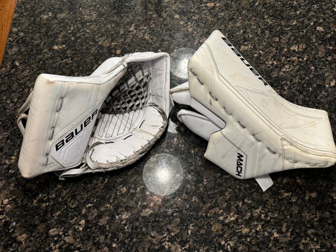 Bauer Mach goalie glove and Blocker