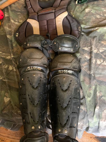 Used All Star LG912PS Catchers Leg Guards And Chest Protector