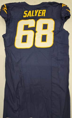 Los Angeles Chargers JAMAREE SALYER Game Used Football JERSEY 11-26-23 vs Ravens
