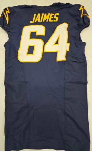 Los Angeles Chargers BRENDEN JAIMES Game Used Football JERSEY 11-26-23 vs Ravens