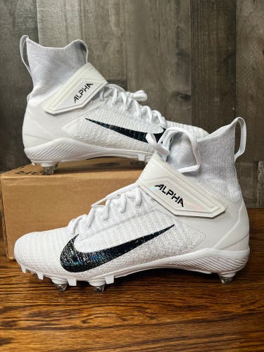 Nike Alpha Menace Elite 2 Flyknit White Football Cleats Size 10 CI1530-100 Mens