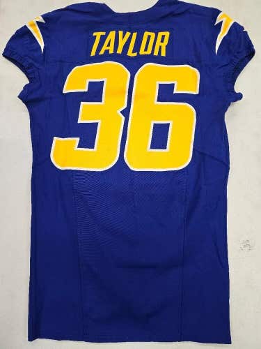Los Angeles Chargers JA'SIR TAYLOR Game Used Football JERSEY 12-10-23 vs Broncos