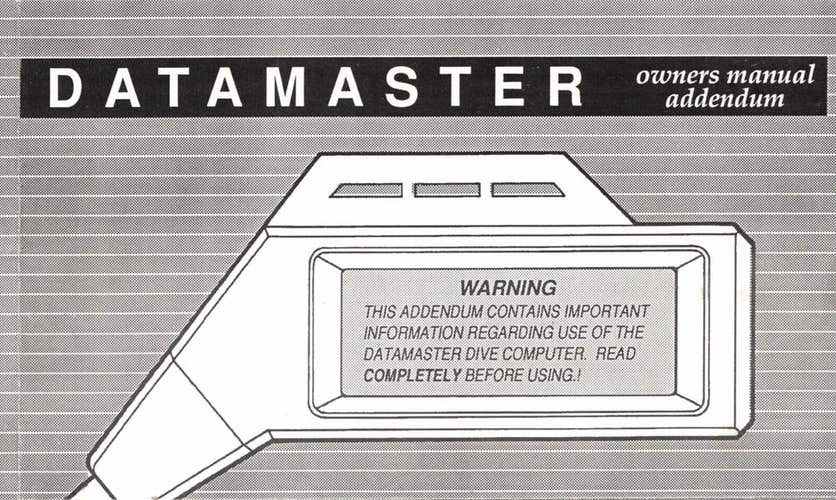 Oceanic DataMaster Scuba Dive Computer Printed Manual