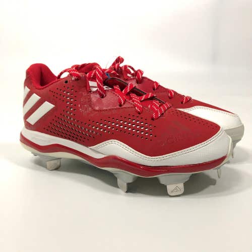 Adidas Womens Softball Cleat 5 Red White Shoe Low Rise Metal Pair Power Alley 4
