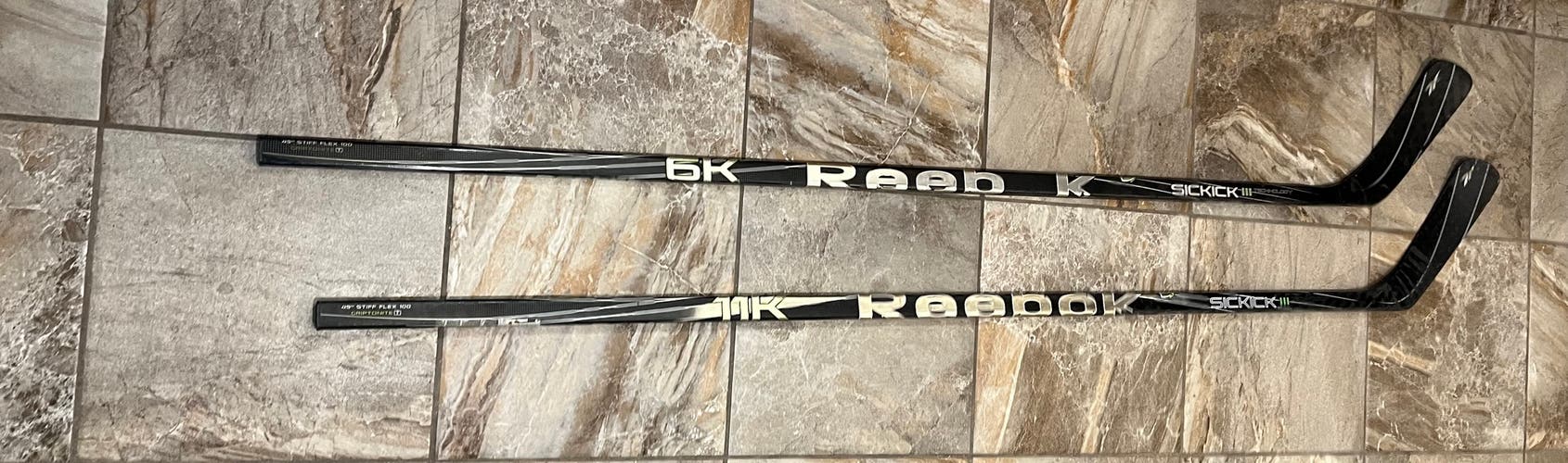 2x Senior Reebok Left Hand P38  11K/6K Sickick III Hockey Stick