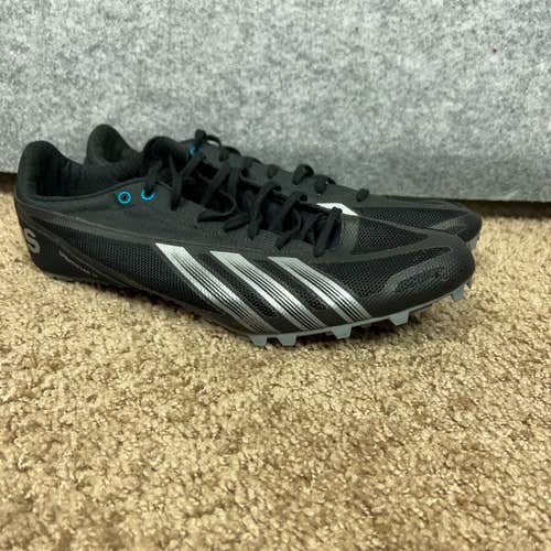 Adidas Mens Shoe 12.5 Black Silver Cleat Spikes Track Running Sprint Star 4 N3