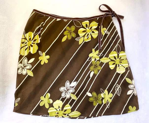 Tommy Bahama Womens 18 Golf Swizzle Stripe Size 8 Brown Green Floral Skort NWT