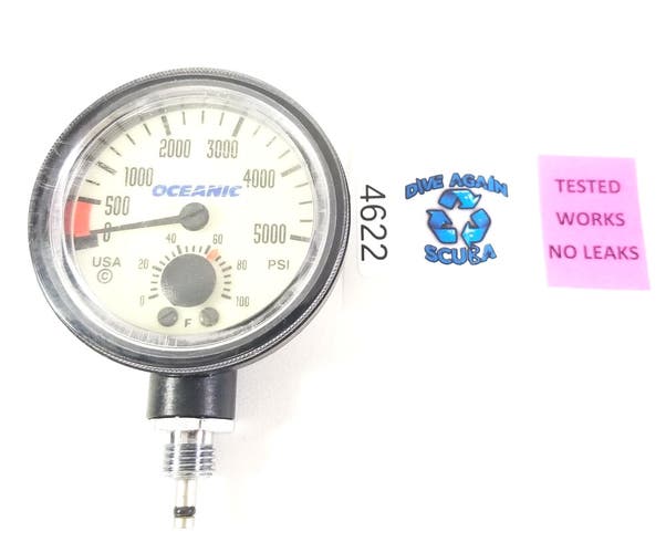 Oceanic 5000 PSI SPG Submersible Pressure Gauge + Thermometer 5,000 Scuba  #4622