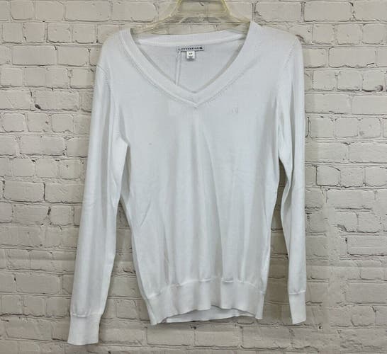 Cutter & Buck Womens LCS04734 Madison Small White LS Vneck Pullover Sweater NWT
