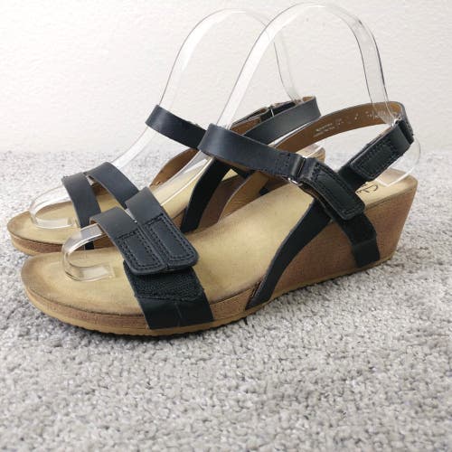 Clarks Collection Temira Comfort Sandals Womens 7 Shoes Black Leather Slingback