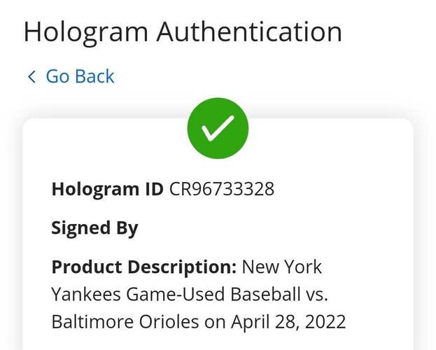 New York Yankees Authentic Game Used Baseball vs Baltimore Orioles 4-28-22