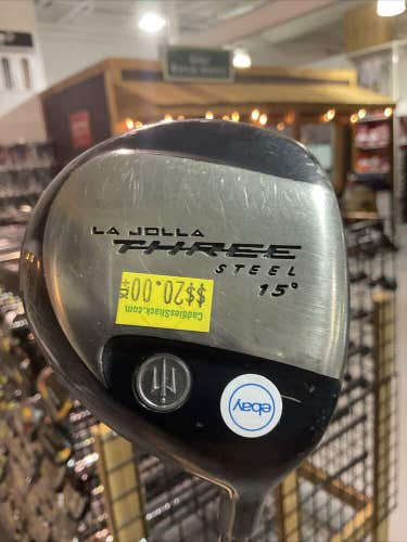 La Jolla Three Steel 15° Golf Fairway 3 Wood Triple Notch Flex Regular Graphite