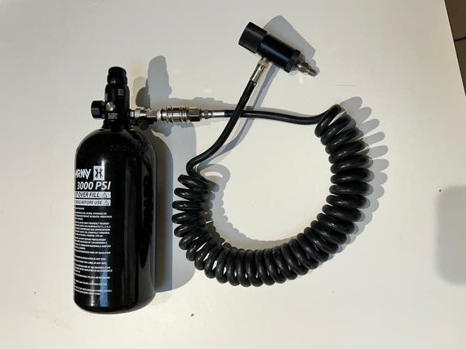 HK Army HPA Compressed Paintball / PCP Air Tank 48 ci / 3000 PSI- And Hose Black