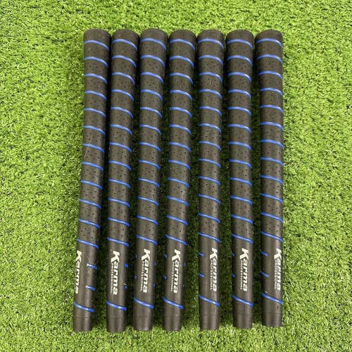 Lot of 7 Karma Professional Golf Grips Standard Size Blue Black Set Pack
