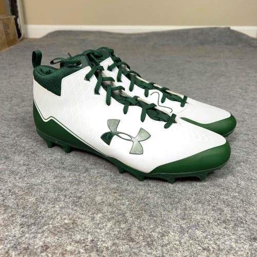 Under Armour Mens Football Cleat 13.5 White Green Lacrosse Nitro Select Mid M3