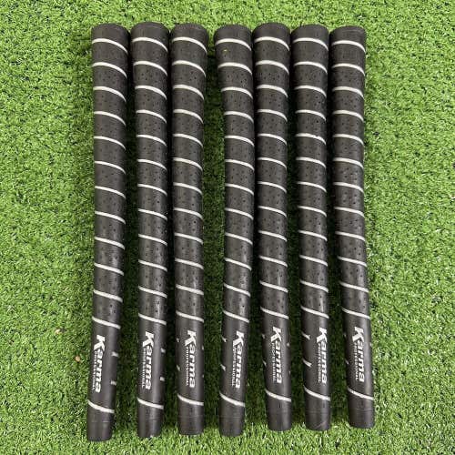 Lot of 10 Karma Professional Golf Grips Standard Size Black Silver Set Pack