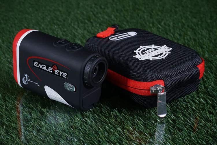 MY GOLFING STORE EAGLE EYE RANGEFINDER GOLF RANGE FINDER YARDAGE, RED W/ CASE