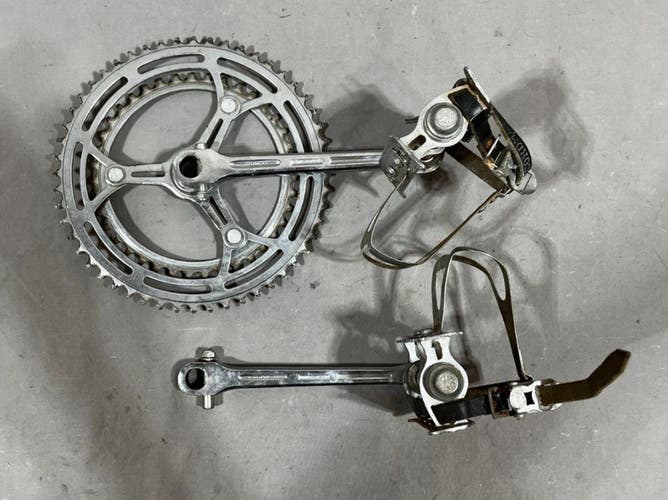 Vintage 1970s Aduprat Universal 170mm 52/39 Steel Cotter Pin Crankset +Pedals