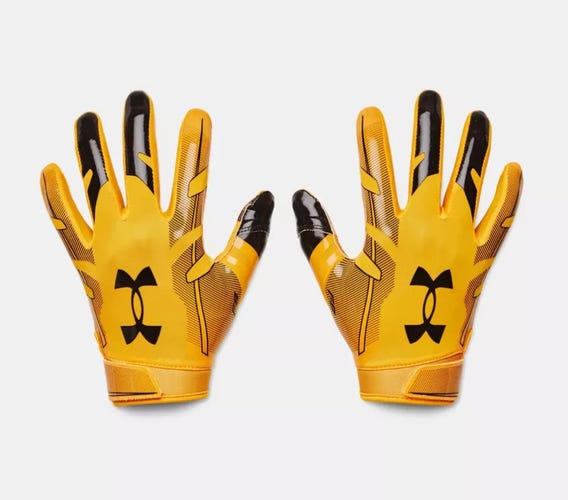UNDER ARMOUR F8 ADULT LARGE FOOTBALL GLOVES YELLOW
