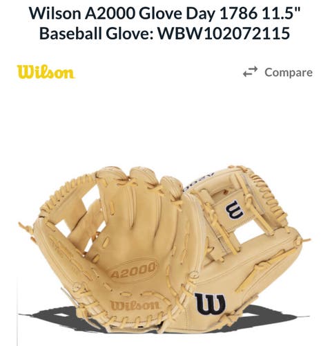 New Wilson Right Hand Throw Infield A2000 Baseball Glove 11.5"