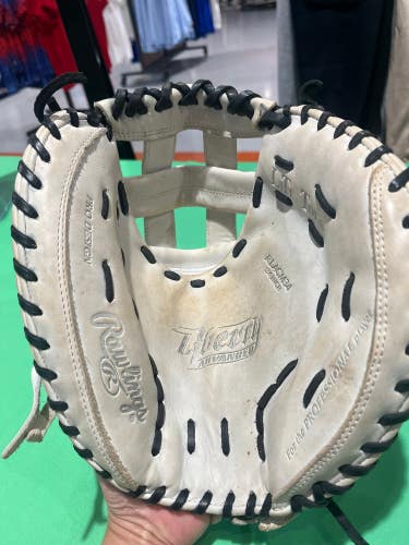 White Used Adult Rawlings Liberty advanced Right Hand Throw Catcher's Baseball Glove 34"