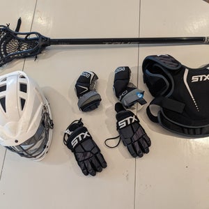 Boys youth lacrosse gear set  - helmut, gloves, pads, stick