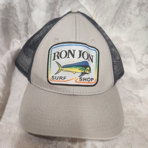 Ron Jon Surf Shop Trucker Mahi Yellowfin Tuna Fish Gray Blue Snap Back Hat EUC