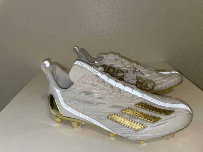 Men's Adidas Adizero 'White Gold Metallic' Football Cleats GX5122 Sz 11