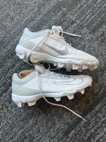 White Used Size 9.0 Adult Men's Nike Vapor Edge Shark 2 Low Top Cleats Molded Cleats