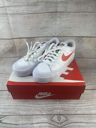 Nike Court Legacy Lift Sneakers White Leopard Orange DZ5203-100 sz 7 NEW