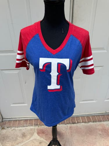 Carl Banks, Texas Rangers, V-neck, Short Sleeve Shirt, Size Small