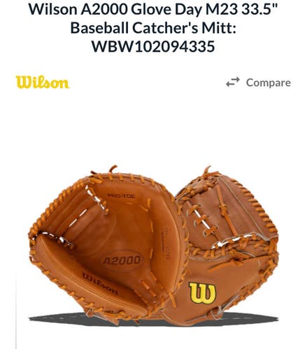 New Wilson Right Hand Throw Catcher's A2000 Baseball Glove 33.5"